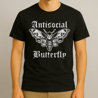 Funny Antisocial Butterfly Introvert Distressed Design T-Shirt