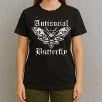 Funny Antisocial Butterfly Introvert Distressed Design T-Shirt