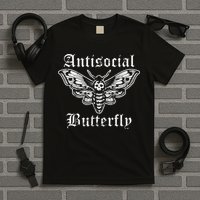 Funny Antisocial Butterfly Introvert Distressed Design T-Shirt