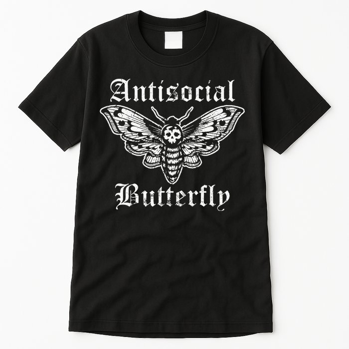 Funny Antisocial Butterfly Introvert Distressed Design Tall T-Shirt
