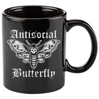 Funny Antisocial Butterfly Introvert Distressed Design 11oz C Handle Ceramic Mug