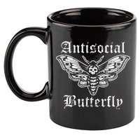 Funny Antisocial Butterfly Introvert Distressed Design 11oz C Handle Ceramic Mug