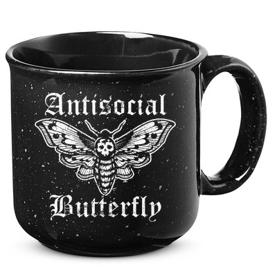 Funny Antisocial Butterfly Introvert Distressed Design 15oz Campfire Ceramic Mug