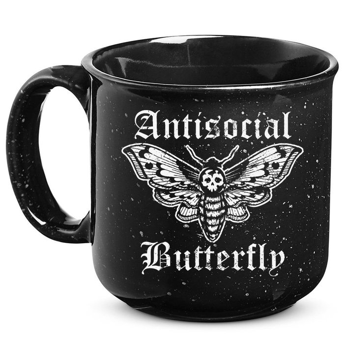 Funny Antisocial Butterfly Introvert Distressed Design 15oz Campfire Ceramic Mug
