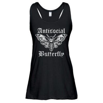 Funny Antisocial Butterfly Introvert Distressed Design Ladies Essential Flowy Tank