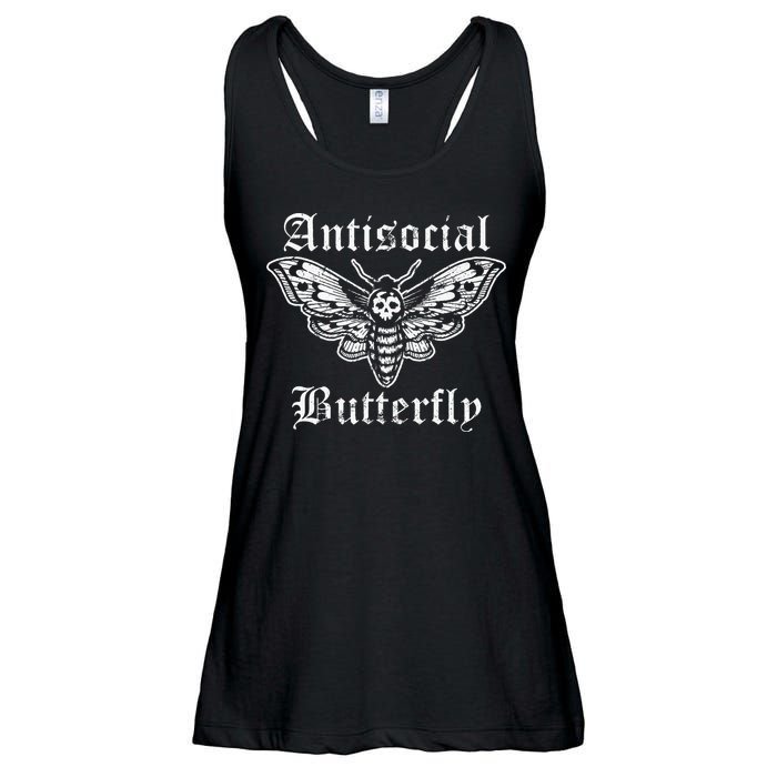 Funny Antisocial Butterfly Introvert Distressed Design Ladies Essential Flowy Tank