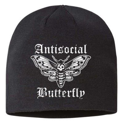 Funny Antisocial Butterfly Introvert Distressed Design Sustainable Beanie