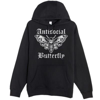 Funny Antisocial Butterfly Introvert Distressed Design Premium Pullover Hoodie