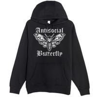 Funny Antisocial Butterfly Introvert Distressed Design Premium Pullover Hoodie