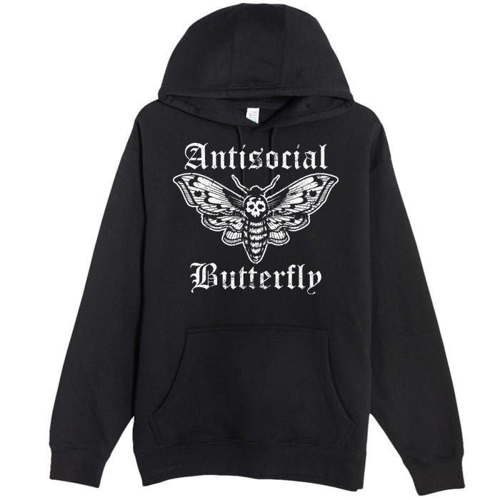 Funny Antisocial Butterfly Introvert Distressed Design Premium Pullover Hoodie