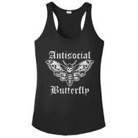 Funny Antisocial Butterfly Introvert Distressed Design Ladies PosiCharge Competitor Racerback Tank