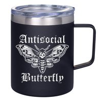 Funny Antisocial Butterfly Introvert Distressed Design 12oz Stainless Steel Coffee Mug