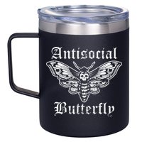 Funny Antisocial Butterfly Introvert Distressed Design 12oz Stainless Steel Coffee Mug