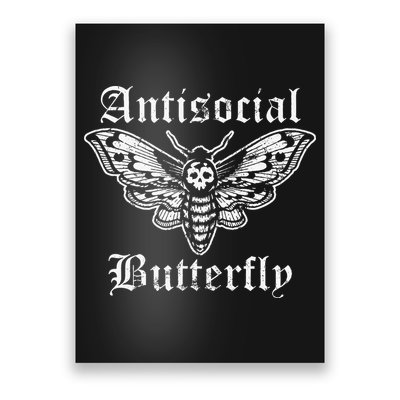 Funny Antisocial Butterfly Introvert Distressed Design Poster