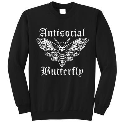 Funny Antisocial Butterfly Introvert Distressed Design Tall Sweatshirt