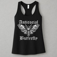 Funny Antisocial Butterfly Introvert Distressed Design Womens Tank Top