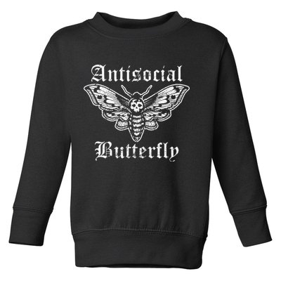 Funny Antisocial Butterfly Introvert Distressed Design Toddler Sweatshirt