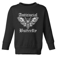 Funny Antisocial Butterfly Introvert Distressed Design Toddler Sweatshirt