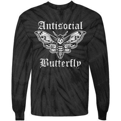 Funny Antisocial Butterfly Introvert Distressed Design Tie-Dye Long Sleeve Shirt