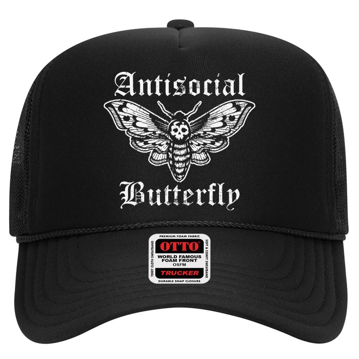 Funny Antisocial Butterfly Introvert Distressed Design Trucker Hat