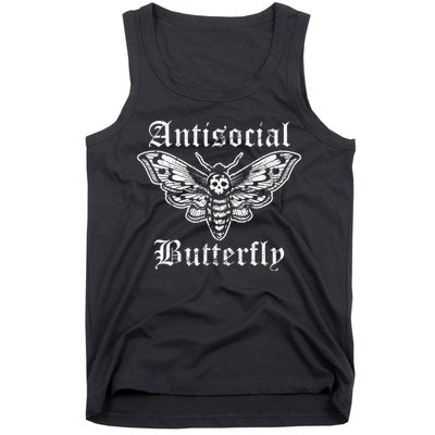 Funny Antisocial Butterfly Introvert Distressed Design Tank Top