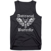 Funny Antisocial Butterfly Introvert Distressed Design Tank Top