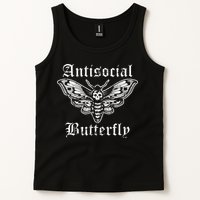Funny Antisocial Butterfly Introvert Distressed Design Tank Top