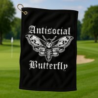 Funny Antisocial Butterfly Introvert Distressed Design Golf Towel
