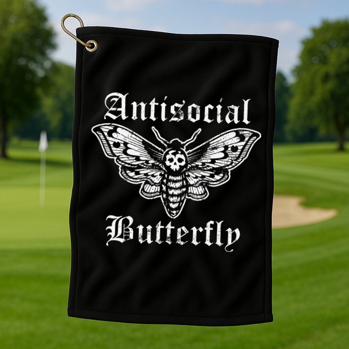 Funny Antisocial Butterfly Introvert Distressed Design Golf Towel
