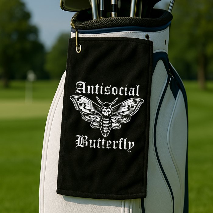 Funny Antisocial Butterfly Introvert Distressed Design Golf Towel