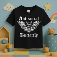 Funny Antisocial Butterfly Introvert Distressed Design Toddler T-Shirt
