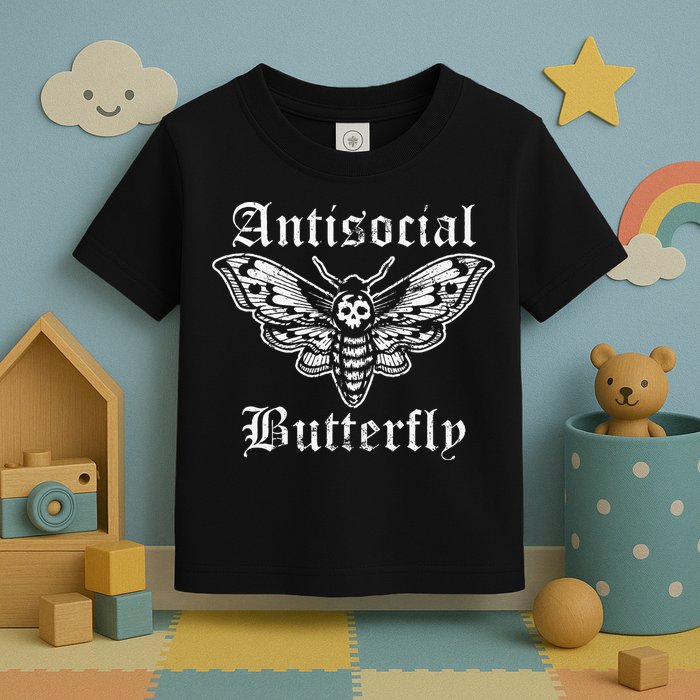 Funny Antisocial Butterfly Introvert Distressed Design Toddler T-Shirt