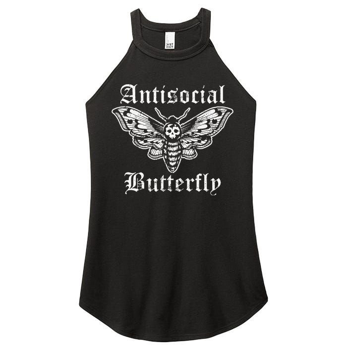 Funny Antisocial Butterfly Introvert Distressed Design Women's Perfect Tri Rocker Tank