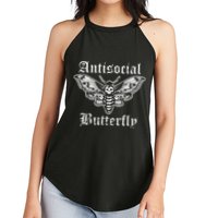 Funny Antisocial Butterfly Introvert Distressed Design Women's Perfect Tri Rocker Tank