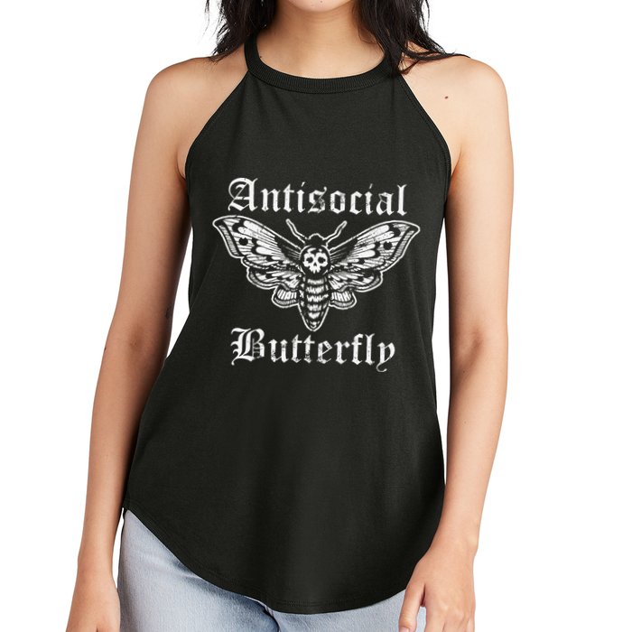 Funny Antisocial Butterfly Introvert Distressed Design Women's Perfect Tri Rocker Tank