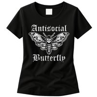 Funny Antisocial Butterfly Introvert Distressed Design Womens T-Shirt