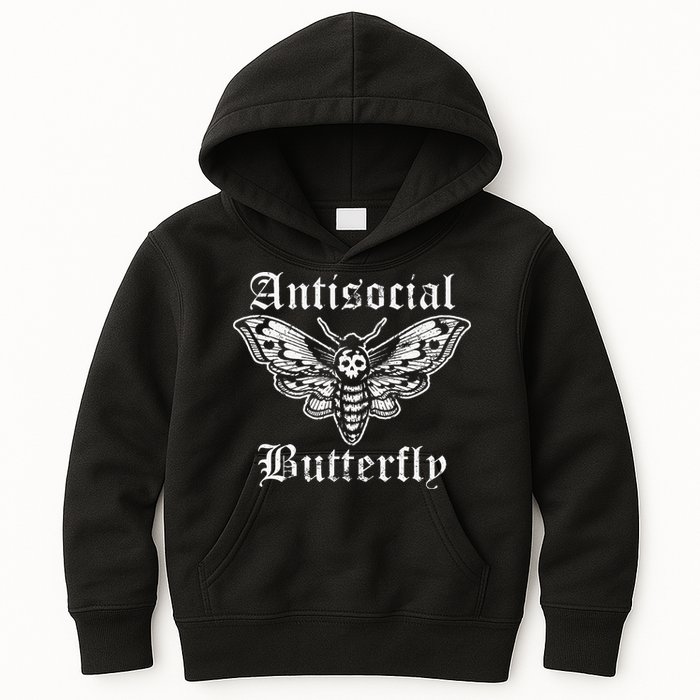 Funny Antisocial Butterfly Introvert Distressed Design Kids Hoodie