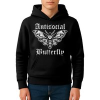 Funny Antisocial Butterfly Introvert Distressed Design Kids Hoodie
