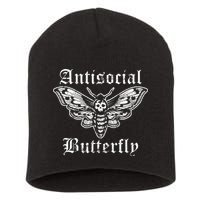 Funny Antisocial Butterfly Introvert Distressed Design Short Acrylic Beanie