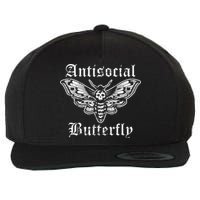 Funny Antisocial Butterfly Introvert Distressed Design Wool Snapback Cap
