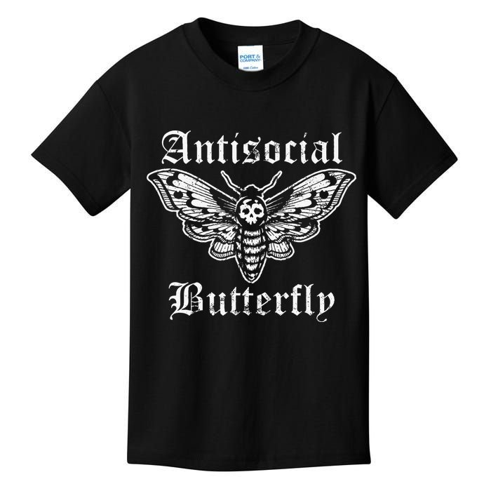 Funny Antisocial Butterfly Introvert Distressed Design Kids T-Shirt