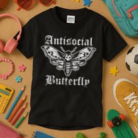 Funny Antisocial Butterfly Introvert Distressed Design Kids T-Shirt