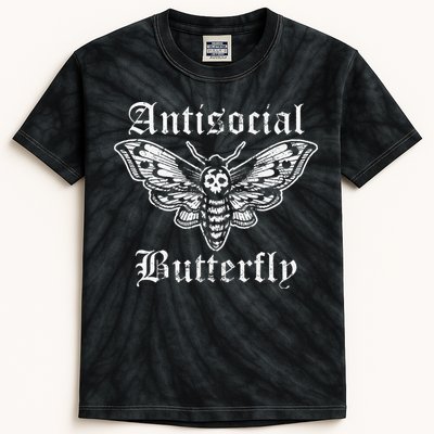 Funny Antisocial Butterfly Introvert Distressed Design Kids Tie-Dye T-Shirt