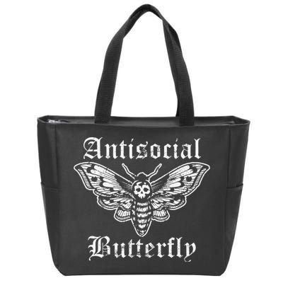 Funny Antisocial Butterfly Introvert Distressed Design Zip Tote Bag