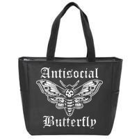 Funny Antisocial Butterfly Introvert Distressed Design Zip Tote Bag