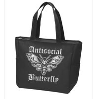 Funny Antisocial Butterfly Introvert Distressed Design Zip Tote Bag