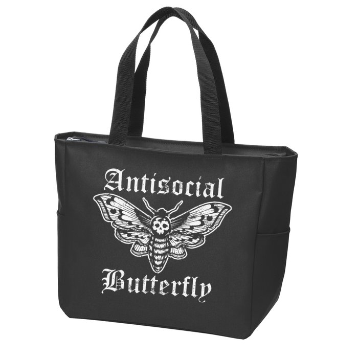 Funny Antisocial Butterfly Introvert Distressed Design Zip Tote Bag