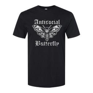 Funny Antisocial Butterfly Introvert Distressed Design Softstyle CVC T-Shirt