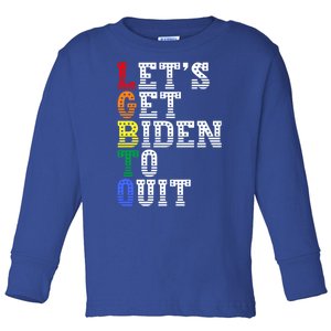 Funny Anti Biden LGBTQ Lets Get Biden To Quit Toddler Long Sleeve Shirt