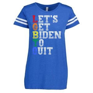 Funny Anti Biden LGBTQ Lets Get Biden To Quit Enza Ladies Jersey Football T-Shirt